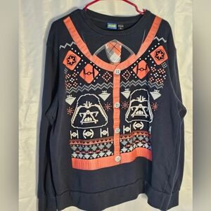 Star Wars Black and Red Fake Christmas Cardigan Sweatshirt